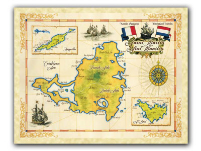 Kitts//Nevis Vintage Look Map Printed on French Parchment Paper 19.5 x 25/" St